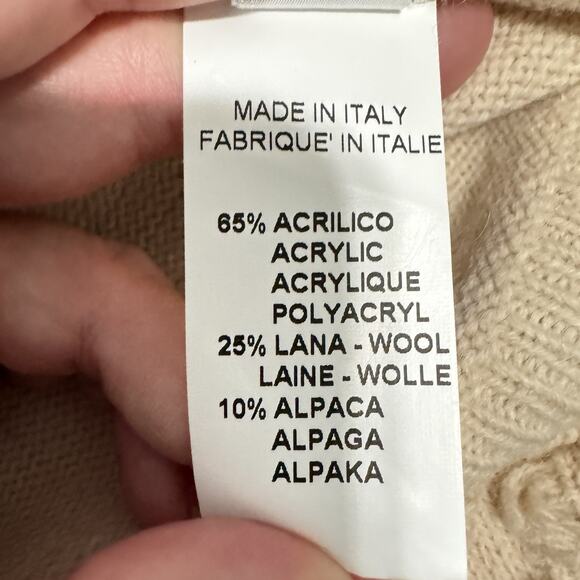 ottod'Ame Wool Blend Fringe Detail Sweater Sz 8 Beige Relaxed Boho Quiet Luxury - Picture 10 of 12